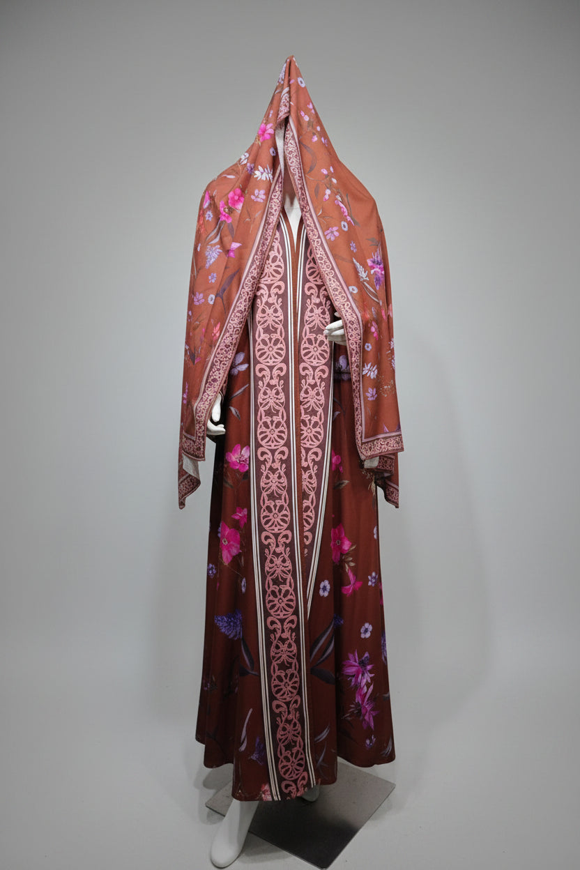 PLATA MÁRMOL silver marble print abaya with matching hijab – LAYLADA abaya