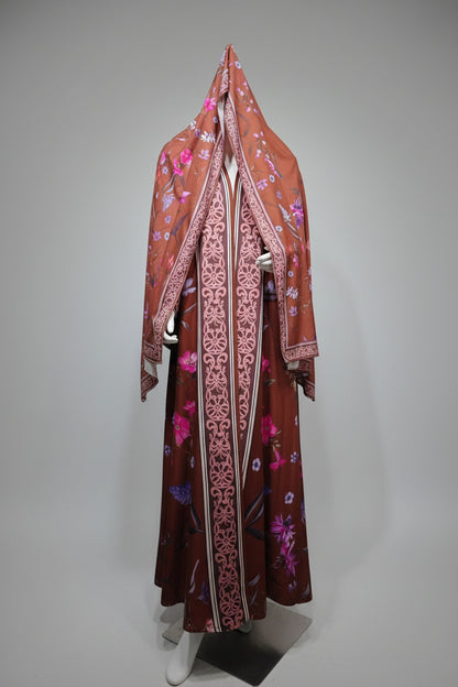 PLATA MÁRMOL silver marble print abaya with matching hijab – LAYLADA abaya