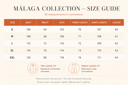 LAYLADA Málaga Collection Size Guide