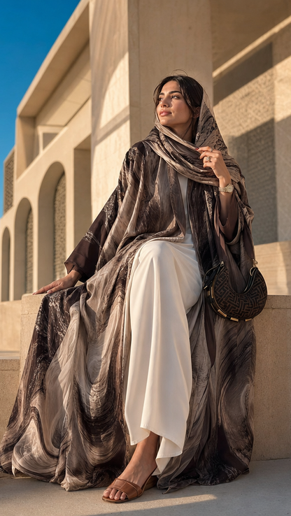SAHRA MARBLE desert marble print abaya – LAYLADA abaya