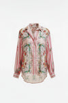 ROSA BOHEMIA Pink Striped Linen Set with Floral Embroidery