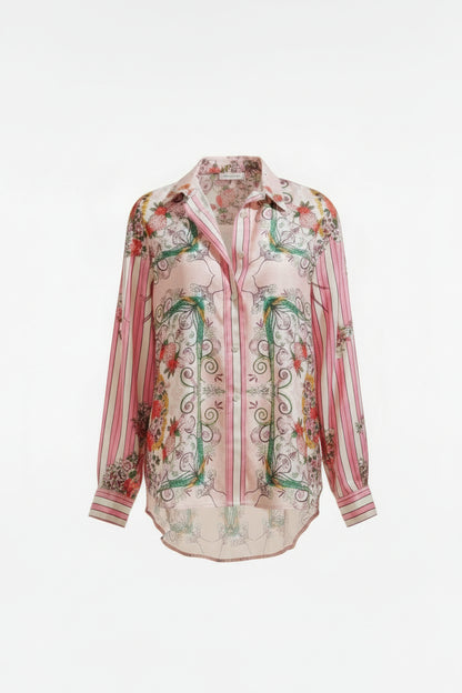 ROSA BOHEMIA pink striped linen set with floral embroidery – LAYLADA linen set