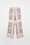 ROSA BOHEMIA Pink Striped Linen Set with Floral Embroidery