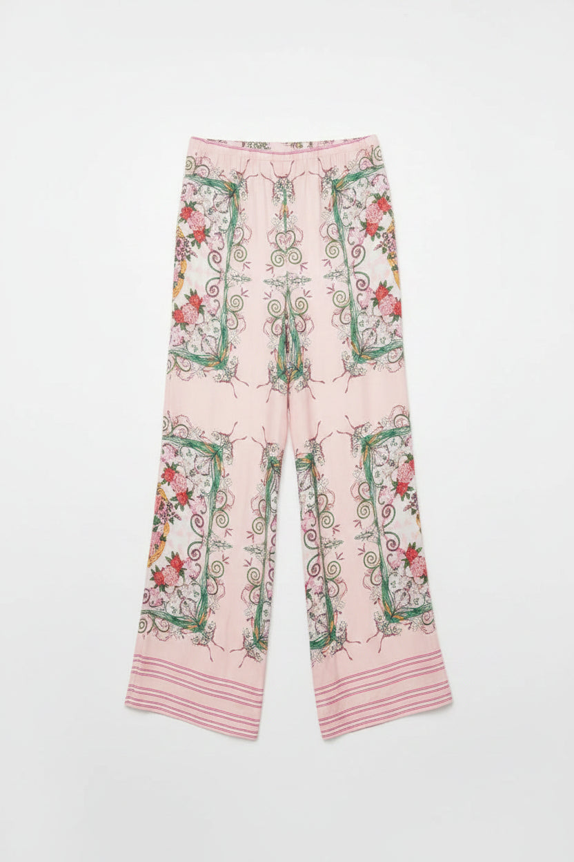 ROSA BOHEMIA pink striped linen set with floral embroidery – LAYLADA linen set