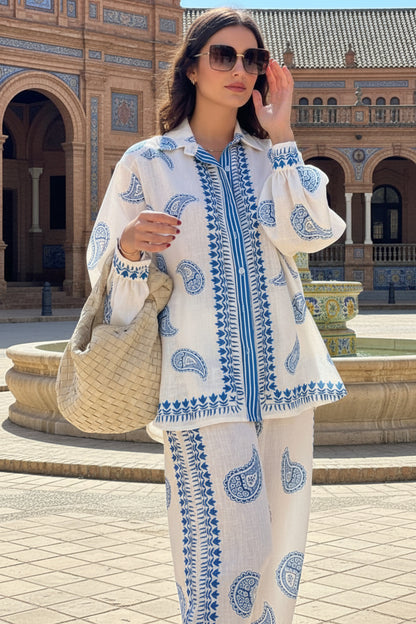 PARAÍSO PLAYA tropical linen set with beach paradise print – LAYLADA linen set