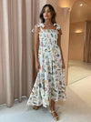Vestido Marisol Tie-Strap Midi Dress – Sea Print Smocked Sundress